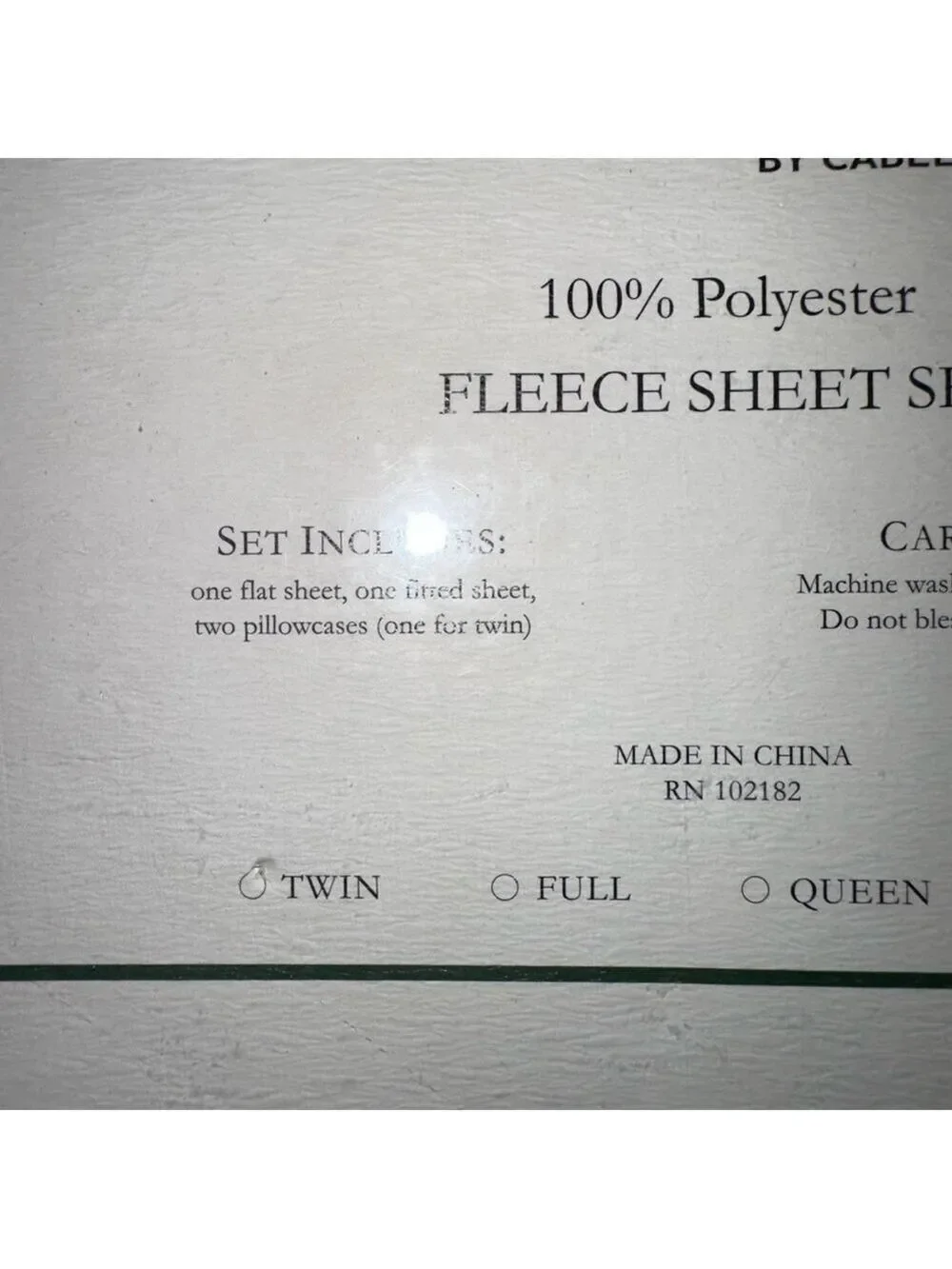 NEW Cabela’s Grand River Lodge Solid Fleece Twin Sheet Set Ivory